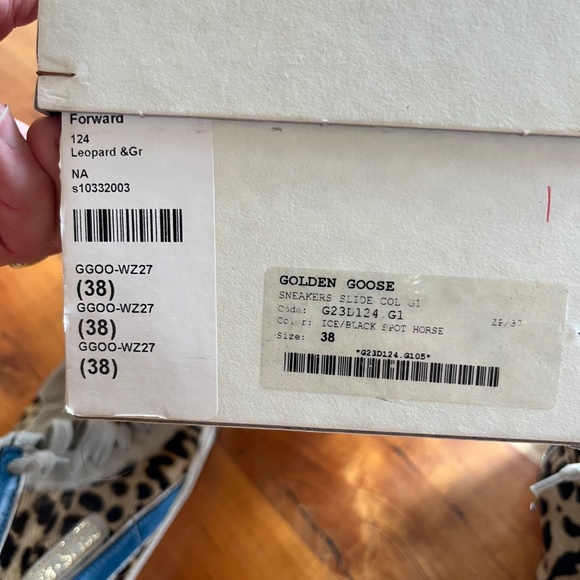 Golden Goose  Slide  Size  38 Leopard Print w  Blu Metallic  Stripe - Picture 6 of 6